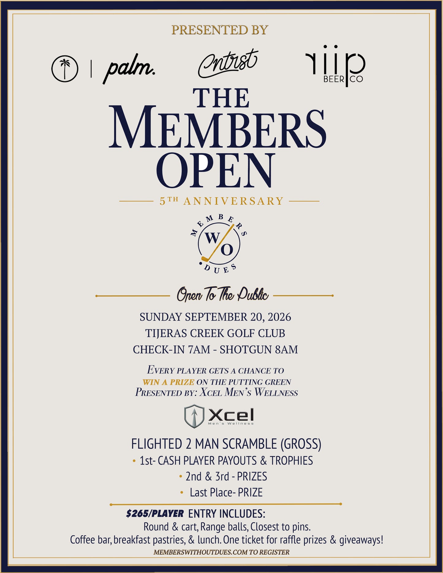 Members Open 2-Man Scramble Event @ Tijeras Creek September 20th (PER PLAYER)