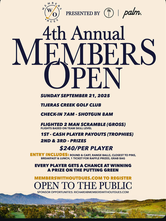Members Open Flighted 2-Man Scramble Event @ Tijeras Creek September 21st